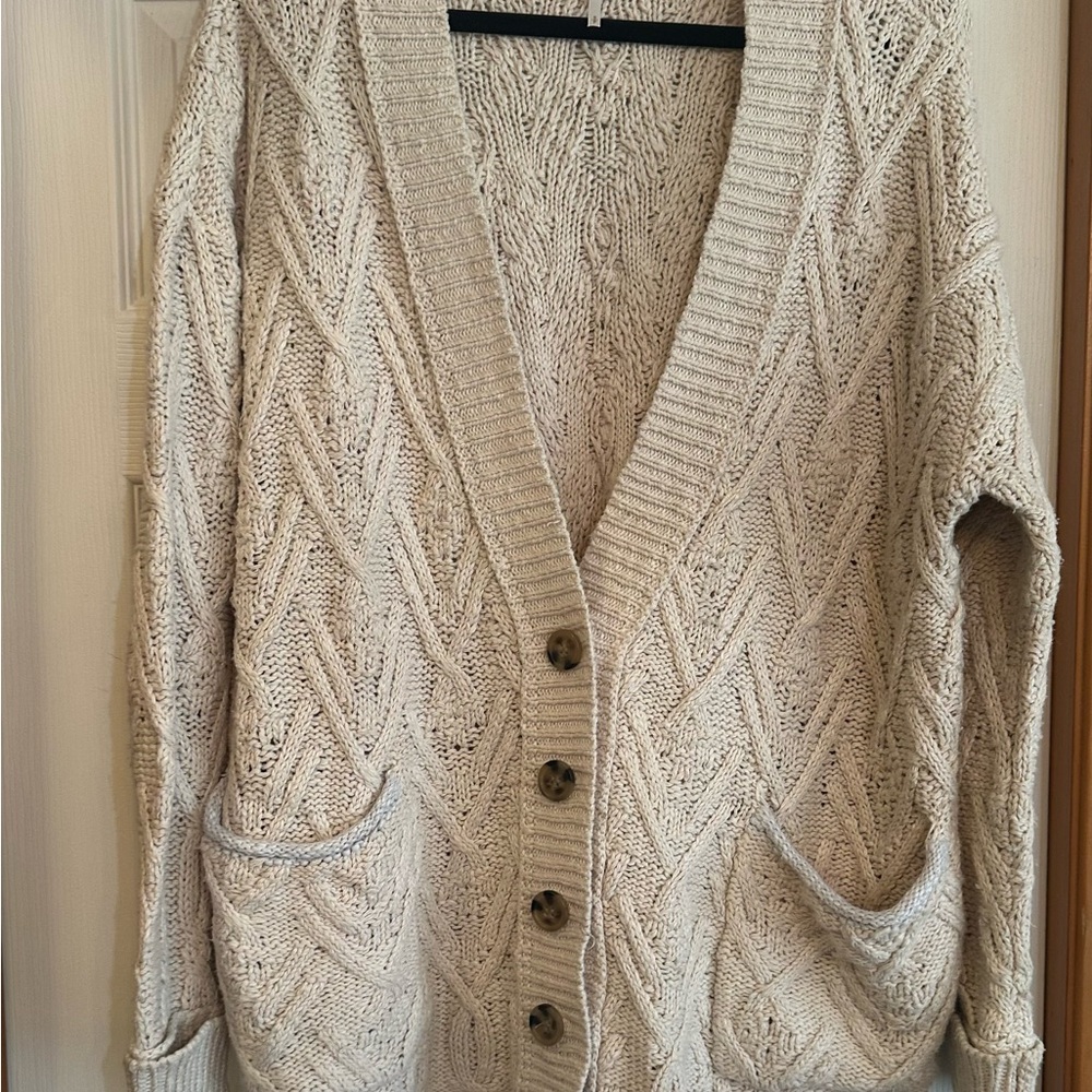 Free People Cable Knit Oversized Cardigan Size Small
